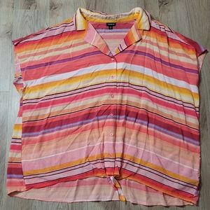 Torrid Challis Tie-front Dolman Top orange pink stripes plus size 4